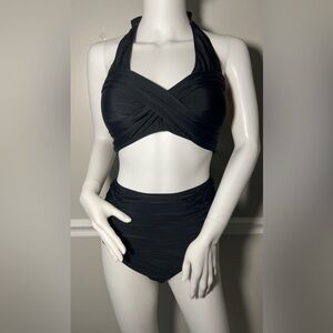 NWT Women's High Waist Bikini Swimsuit with Multi-way Convertible Top Size XL